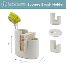 Load image into Gallery viewer, Scarlettwares Sponge Scrub Brush Holder Kitchen Caddy Ceramic White Kitchen Sink
