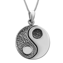 Load image into Gallery viewer, Sterling Silver Yin Yang Pendant Necklace, 18"
