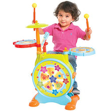 Load image into Gallery viewer, Best Choice Products Kids Electronic Toy Drum Set w/ Mic, Stool, Drumsticks, Multicolor

