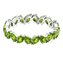 Load image into Gallery viewer, Modern Gemstone Ring, Zigzag Eternity Ring, 3.3 CT Pear Shape Peridot Ring, Bridal Wedding Ring, Dainty Anniversary Ring, Bridesmaid Stackable Ring, 14K White Gold, Size:US 4.5
