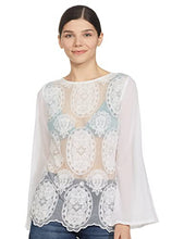 Load image into Gallery viewer, KAILASA BY ANGEL BAY Women's Full Sleeves Beautiful Net Pattern Embroiderey Top Designer Blouse for Office College Party Beach Wear
