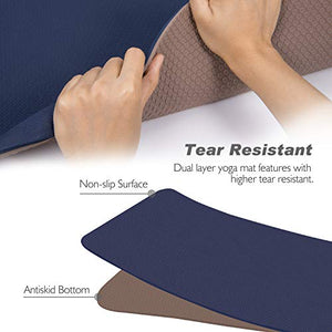 TOPLUS Yoga Mat, Upgraded 1/4 inch Non-Slip Texture Pro Yoga Mat Eco Friendly Exercise & Workout Mat with Carrying Strap - for Yoga, Pilates and Floor Exercises (Blue)