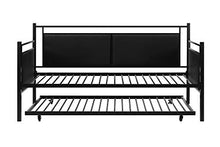 Load image into Gallery viewer, DHP Astoria Metal and Upholstered Daybed/Sofa Bed with Included Trundle, Twin Size Frame, Black
