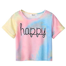 Load image into Gallery viewer, Boyoo Girl's Short Sleeve T Shirt Kids Fashion Tee Tie Dye Crewneck Rolled Cuffs Crop Top for 5-14 Years
