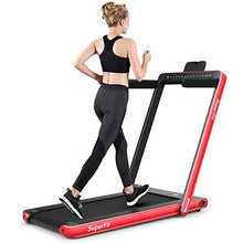 Load image into Gallery viewer, GYMAX 2 in 1 Under Desk Treadmill, 2.25HP Folding Walking Jogging Machine with Dual Display, Bluetooth Speaker &amp; Remote Controller, Electric Motorized Treadmill for Home/Gym (Red)

