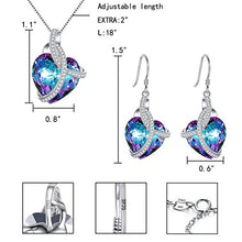 Load image into Gallery viewer, EleQueen 925 Sterling Silver CZ Courageous Heart Inspired Pendant Necklace Hook Earrings Set Vitrail Light Made with Crystals
