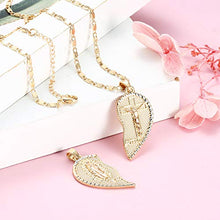 Load image into Gallery viewer, IRONBOX 18K Gold Plated Couples Necklace Virgin Mary Necklace Jesus Necklace Heart Necklace Plated Gold Necklace Couple Jewelry for Him and Her
