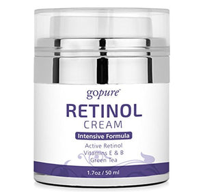 goPure Retinol Cream for Face - Anti Aging Face Cream - Anti Wrinkle Cream Face Moisturizer - Retinol Night Cream in Airless Jar - 1.7oz