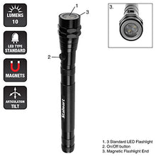 Load image into Gallery viewer, Magnetic Pocket LED Work Light with Flexible, Extendable Telescoping Flashlight, and Dual Magnet Bases- Lasts Up to 100,000 Hours by Stalwart (Black)
