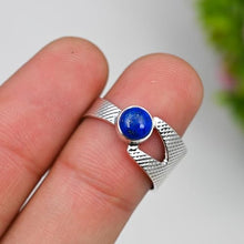 Load image into Gallery viewer, JewelForce Lapia Lazuli Gemstone Band Ring Men &amp; Women Band Ring All Size Band Ring 925 Sterling Silver Band Ring Gift Item Handmade Jewelry JSR-116J_US11
