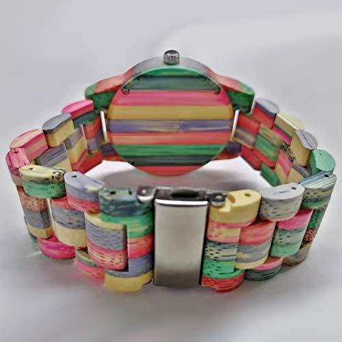 Load image into Gallery viewer, Men Watches with Handmade Colorful Bamboo Wood Watch Analog Quartz Wooden Watch for Men