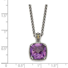 Load image into Gallery viewer, Solid 925 Sterling Silver 14k Yellow Gold Amethyst Purple February Gemstone Pendant Necklace Charm Chain
