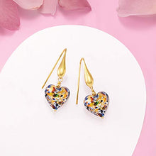 Load image into Gallery viewer, Ross-Simons Italian Murano Glass Heart Drop Earrings in 18kt Gold Over Sterling

