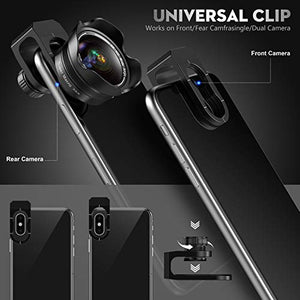 Phone Camera Lens, 5K HD 2 in 1 120° Wide Angle Lens, 20X Macro Lens,Clip-On Phone Lens Compatible iPhone,Samsung, Most Andriod Phones No Distortion