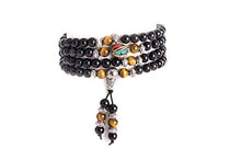 Load image into Gallery viewer, Om Shanti Crafts Mala Beads Stretch Bracelet Black Obsidian &amp; Yellow Tiger Stone, Buddhist Prayer Beads, Yoga Bracelets, Wear for Daily Meditation &amp; Spiritual Growth, 6mm Meditation Beads, Unisex
