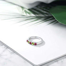 Load image into Gallery viewer, Gem Stone King 0.86 Ct Round Pink Tourmaline Green Peridot 925 Sterling Silver Ring (Size 6)
