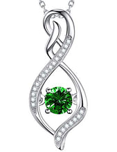 Load image into Gallery viewer, Emerald Necklace for Mom Women Wife Forever Love Infinity Pendant Necklace Birthday Gifts Jewelry for Wife Women Anniversary Gift for Her Sterling Silver
