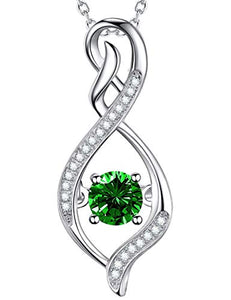 Emerald Necklace for Mom Women Wife Forever Love Infinity Pendant Necklace Birthday Gifts Jewelry for Wife Women Anniversary Gift for Her Sterling Silver