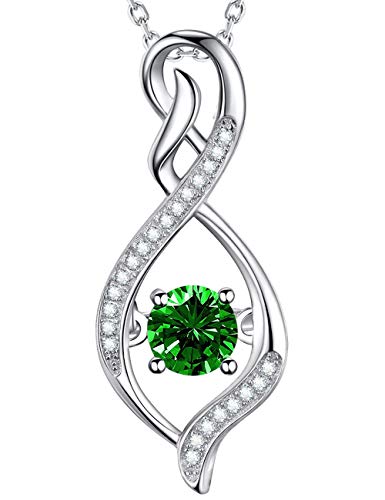 Emerald Necklace for Mom Women Wife Forever Love Infinity Pendant Necklace Birthday Gifts Jewelry for Wife Women Anniversary Gift for Her Sterling Silver