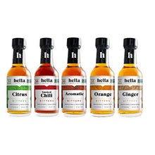 Load image into Gallery viewer, Hella Cocktail Co. | 5-Pack Bitters Bar Set, 8.5 Fl Oz Total | Craft Aromatic, Orange, Ginger, Citrus, &amp; Smoked Chili Cocktail Bitters made with Real Fruit Peel &amp; Whole Spices
