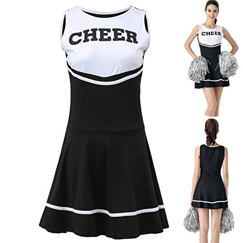 Load image into Gallery viewer, ThreeH Cheerleader Costume Fancy Dress Women's Musical Uniform Cheerleading Outfit One Size NO Pom-Pom,Black