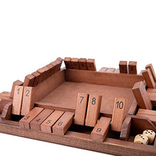 Load image into Gallery viewer, Shut The Box Game Wooden 4 Player, Classic Board Game for Kids &amp; Adults, Educational Math Learning Toy, Table Dice Game for The Party Family or Bar - 12 Inch with 8 Dice
