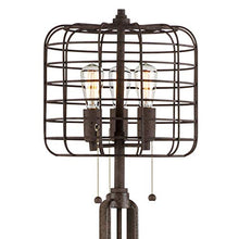 Load image into Gallery viewer, Industrial Floor Lamp Rustic Bronze Open Metal Cage 3-Light Antique LED Edison Bulbs Dimmable for Living Room Bedroom - Franklin Iron Works
