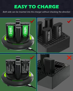 Rechargeable Battery Pack for Xbox One Controller,4x2600mAh Xbox One Controller Battery Pack,High Capacity Rechargeable Batteries with Charging Dock for Xbox One S/X,Xbox Series S/X Controller