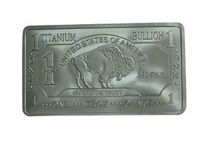 1 oz One Troy Ounce USA American Buffalo .999 Fine Titanium Bullion Bar Ti Element