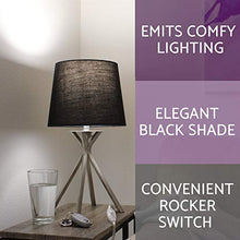 Load image into Gallery viewer, Kira Home Apollo 19" Modern Bedside Mini Table Lamp + 7W LED Bulb (Energy Efficient, 3000K Warm White), Black Fabric Shade, Brushed Nickel Finish
