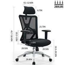 Load image into Gallery viewer, Ticova Ergonomic Office Chair - High Back Desk Chair with Adjustable Lumbar Support &amp; Thick Seat Cushion - 140°Reclining &amp; Rocking Mesh Computer Chair with Adjustable Headrest, Armrest
