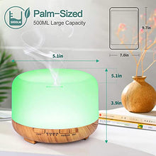Load image into Gallery viewer, Diffuser with Essential Oils Included, 500ml Aromatherapy Diffuser with Oils Set 6x10mL, Aroma Diffuser with Oils Included Remote Control 14 Led Lights 4 Timers for Office Room Bedroom
