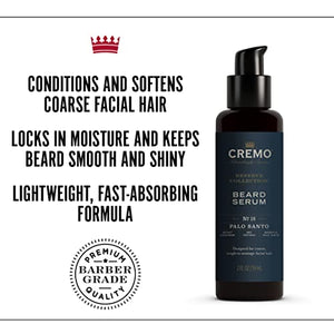 Cremo Beard Serum, Palo Santo Reserve Collection - Restores Moisture, Softens and Reduces Beard Itch for All Lengths of Facial Hair, 2 Fluid Ounces