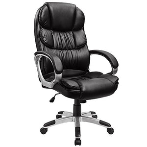 Furmax High Back Office Chair Adjustable Ergonomic Desk Chair with Padded Armrests,Executive PU Leather Swivel Task Chair with Lumbar Support (Black)