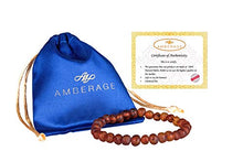 Load image into Gallery viewer, AMBERAGE Natural Baltic Amber Bracelet for Adults (Women/Men) - Hand Made from Raw-Unpolished/Certified Baltic Amber Beads(6 Colors) (8, Raw-Unpolished Cognac)
