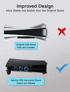 NexiGo PS5 Horizontal Stand with Cooling Fan, [Auto On/Off], [Minimalist Design], Compatible with Playstation 5 Disc & Digital Editions, Built-in LED Light, Extra USB Port, Black