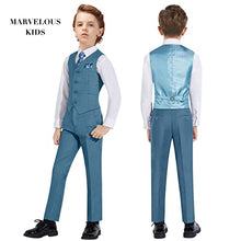 Load image into Gallery viewer, Marvelous Kids Boys Formal Suit Set 5 Pieces Ring Bearer Outfit Blue Gray Suits
