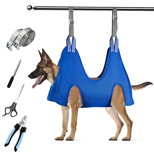 ATESON Pet Grooming Hammock for XL Large Dogs with Nail Clippers/Nail Trimmers/Grooming Scissors, Dog Grooming Harness for Nail Trimming, Pet Grooming Sling Helper