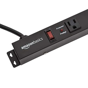 AmazonBasics Heavy Duty Metal Surge Protector Power Strip with Mounting Brackets - 9-Outlet, 600-Joule (15A On/Off Circuit Breaker)