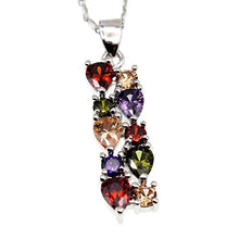 Load image into Gallery viewer, Multi Gemstone Pendants Garnet Amethyst Morganite Peridot Promise Wedding Party Necklaces Pendants (Silver Color)
