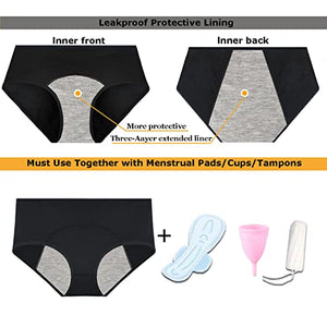 Nalwort Women's Menstrual Period Briefs Girl Ultra Soft Postpartum Cotton Panties Underwear S
