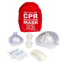 Load image into Gallery viewer, Ever Ready First Aid Adult and Infant CPR Mask Combo Kit with 2 Valves with Pair of Nitrile Gloves &amp; 2 Alcohol Prep Pads - Red
