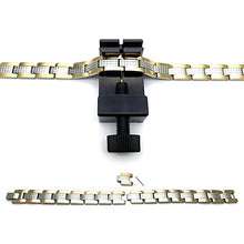 Load image into Gallery viewer, COOLSTEELANDBEYOND Steel Link Bracelet for Women with Black Enamel, Free Link Removal Kit
