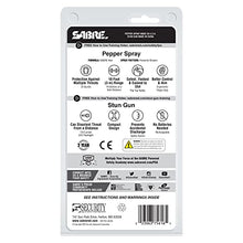 Load image into Gallery viewer, SABRE Self Defense Kit With Pepper Spray And Stun Gun Flashlight, 25 Bursts of Max Police Strength OC Spray, 10-Foot Range, Painful 1.60 µC Charge, 120 Lumens, Rechargeable, Safety Switch, Holster
