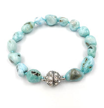 Load image into Gallery viewer, Natural Stone Larimar Bracelet Crystal Magnet Clasp 7.5&quot; …
