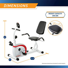 Load image into Gallery viewer, Marcy Recumbent Exercise Bike with Magnetic Resistance and Pulse Sensor NS-908R
