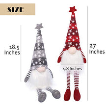 Load image into Gallery viewer, EDLDECCO Christmas Gnome with Light Timer 27 Inches Set of 2 Knitted Hat Nisse Figurine Plush Swedish Nordic Tomte Scandinavian Elf X'Mas Holiday Party Home Decor Ornaments (Red &amp; Grey)
