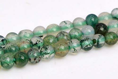 KapOD Beads 2MM Genuine Natural Green Moss Agate Beads Grade AAA Round Loose Beads 15.5