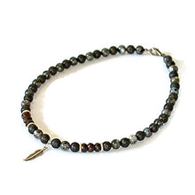 Load image into Gallery viewer, January Birthstone Garnet Necklace for Men with Feather Charm Natural Stone Labradorite Black Lava Handmade Gemstone Jewelry for Man
