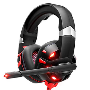 RUNMUS Gaming Headset Xbox One Headset with 7.1 Surround Sound, PS4 Headset with Noise Canceling Mic & LED Light, Compatible with PC, PS4, Xbox One Controller(Adapter Not Included)